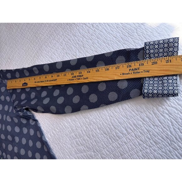 Ted Baker London Navy Large Spot Print Shirt SZ 4/L Long Sleeve Button-Up Flip C - Picture 8 of 10